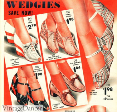 1940 summer wedgies shoes WW2 era sandals women