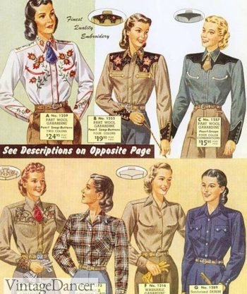 1940 western shirts women