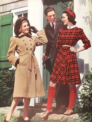 1940s knee high socks worn with flat shoes for women in winter