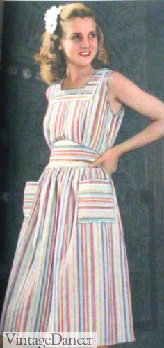 1940s candy stripe pinafore dress