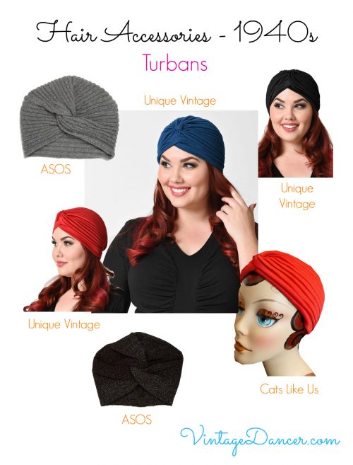 1940s Turbans are an easy way to add a hint of vintage glamour to an outfit and cover up unsightly hair!