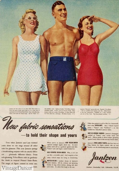 Vintage Mens Swimwear History 1930s 1940s 1950s 4780