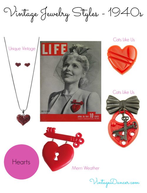 A great selection of vintage inspired heart jewelry available today.