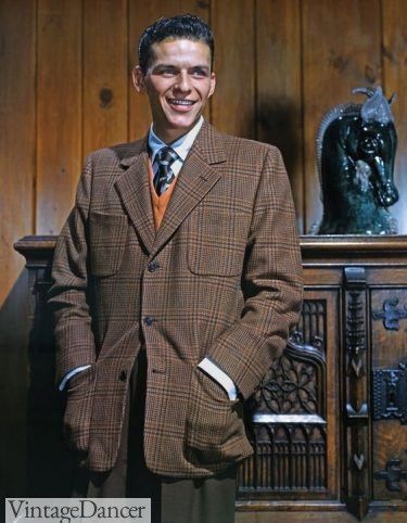 Sinatra wearing a brown plaid sport coat