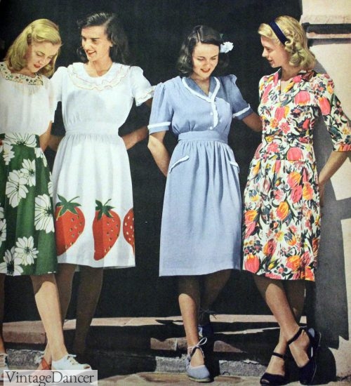 1947 folk print peasant dresses