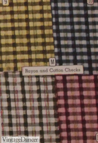 1940s color fabric gingham checks in rayon or cotton colors 1940s