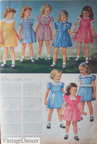 1940s toddler young girls dresses in soft pastels