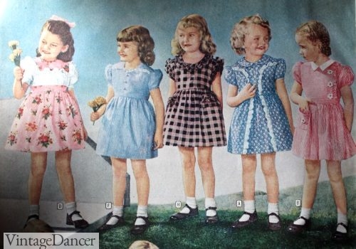 1940s little girls dresses, childrens fashion