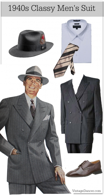 1940s classy mens suit clothing fashion costume at VintageDancer com