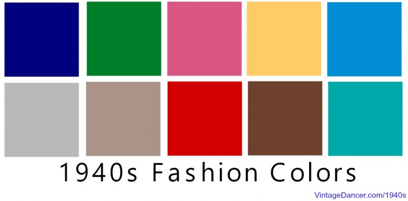 1940s colors in fashion and clothing. Popular 1940s colors colours