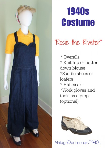 1940s costume Rosie the riveter at VintageDancer.com1940s