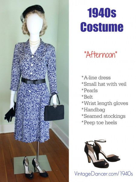 1940s costume afternoon dress at vintagedancer.com