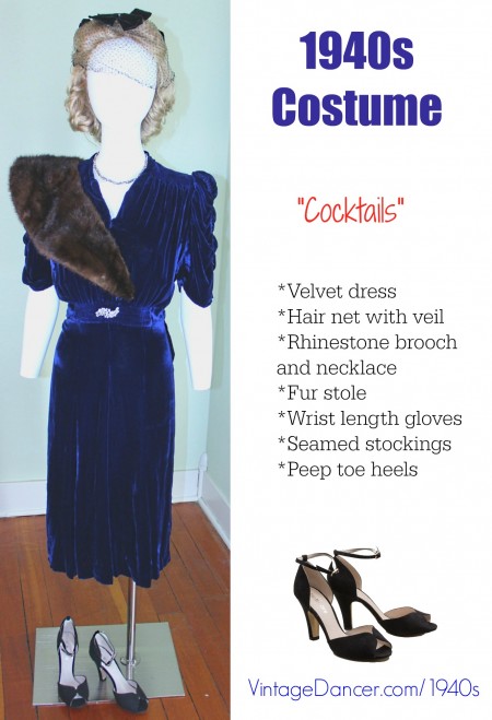 1940s costume fashion cocktail dress at vintagedancer
