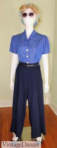 Vintage 1940s pants and blouse by Wearing History Clothing