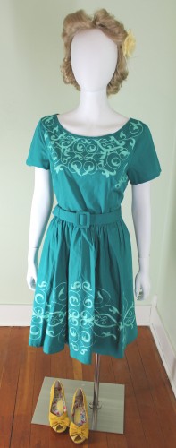 My 1940s style eShakti dress where I added sleeves and a longer hem. You can customize any of thier dresses for more modesty. LOVE.