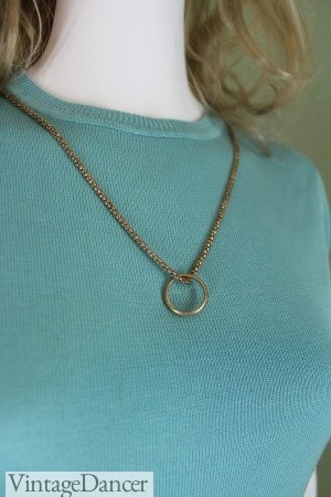 1940s teenager fashion jewelry necklace with ring at vintagedancer.com