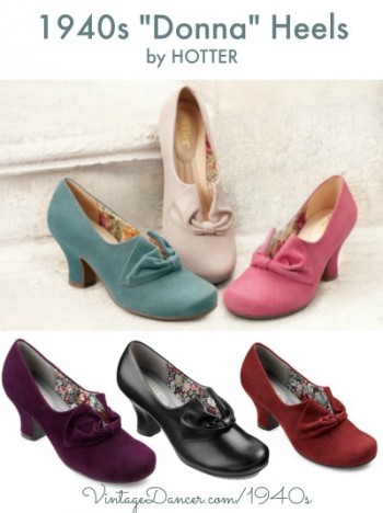1940s style "Donna" shoes in many colors and wide widths too. New colors each season. Shop VintageDancer.com/1940s