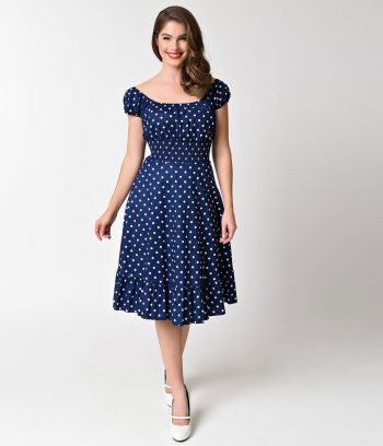 Vintage Dress 40s Fit Flare Fitted Short puff sleeves Velvet Taffeta Swing WW2