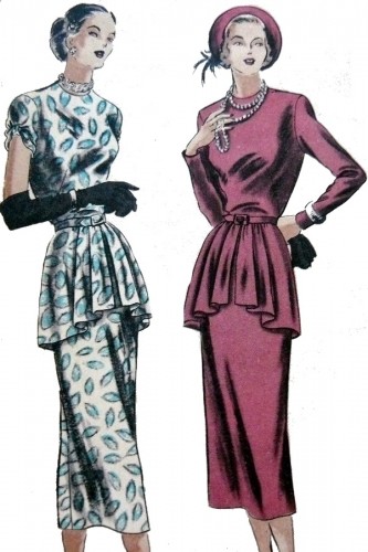 1940s fashion peplum dresses