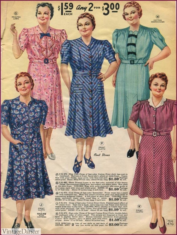 1940s Plus Size Clothing: Dresses History 40s Lea Swing Dress in