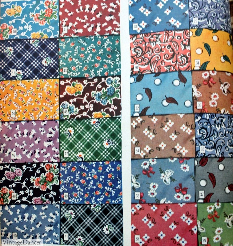 1940s fabric prints and colors colours 40s era