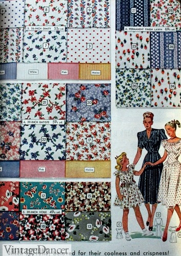 1940s voile cotton fabrics