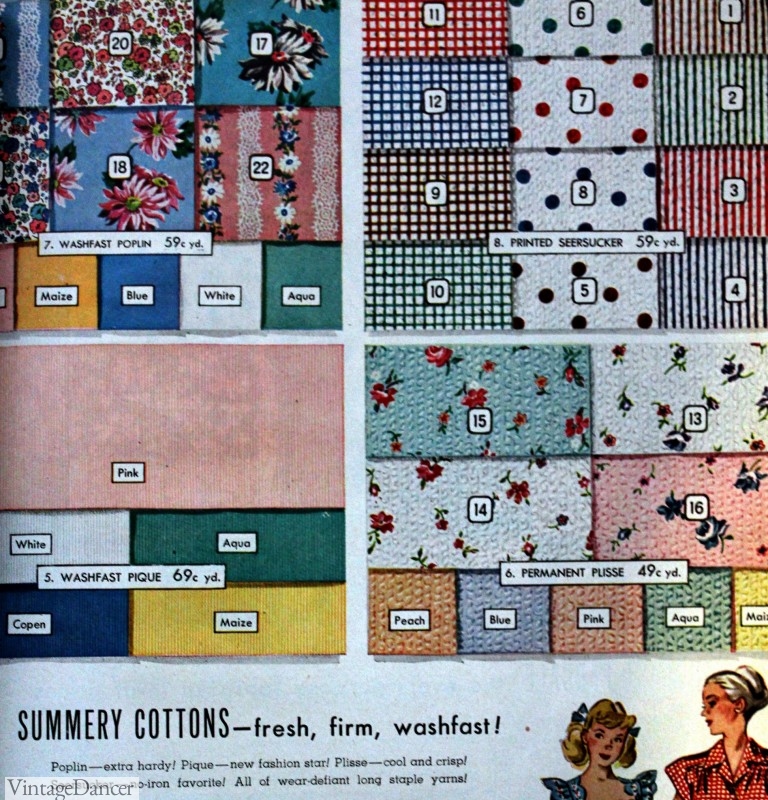 1940s summer fabrics prints 40s colors