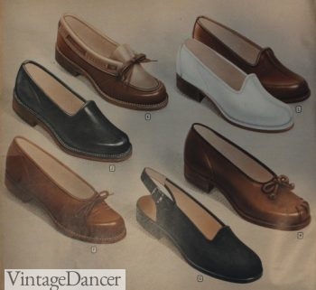 1940s flats and low heels hoes - 1940s slip on shoes