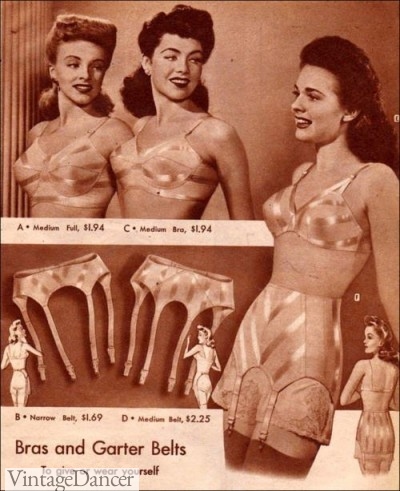 1940s lingerie underwear bras girdle garter belt history at VintageDancer