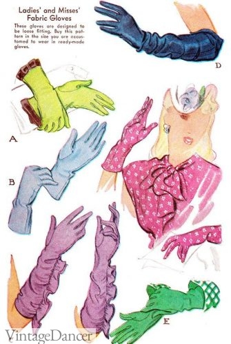 Ruched 1940s glove patterns