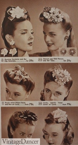 1940s hair bows velvet