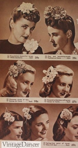 sears advertisement for 1940s hair flowers