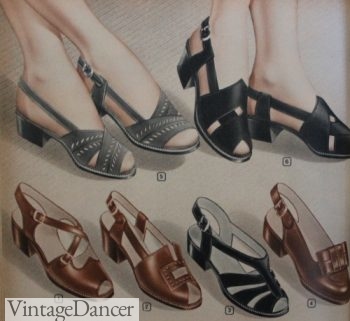 1940s sandals with low heels