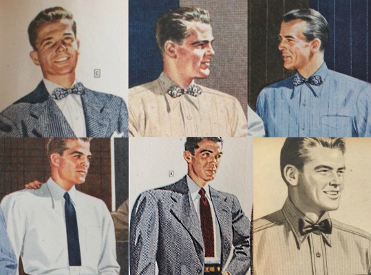 1940s men's bow ties and knit neckties