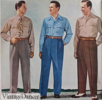 1940s Men's Casual Clothing- Shirts, Trousers, Pullover Vests