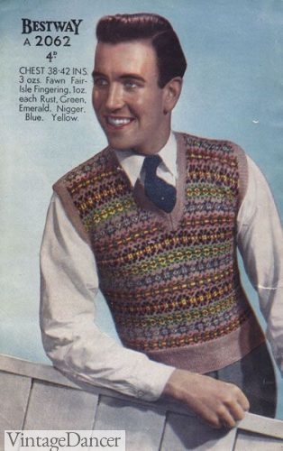 1940s men's fair isle sweater vest