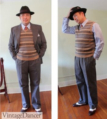1940s mens sportcoat or vest only outfits - casual vintage men's fashion
