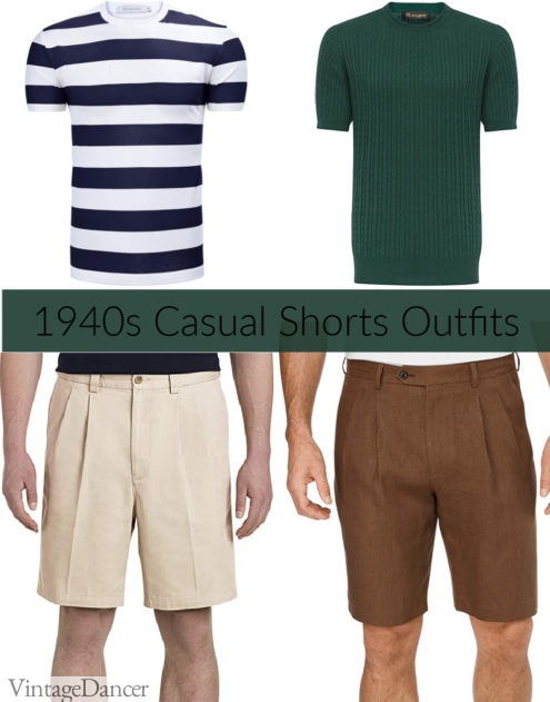 1940s mens outfits, summer Short and T-shirts (knit shirts)