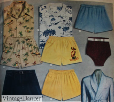 1947 men's swim shorts with matching cabana shirts