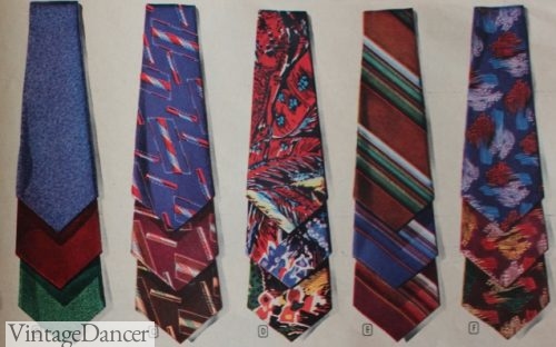1947 "painted" men's neckties, stripes and textured solids