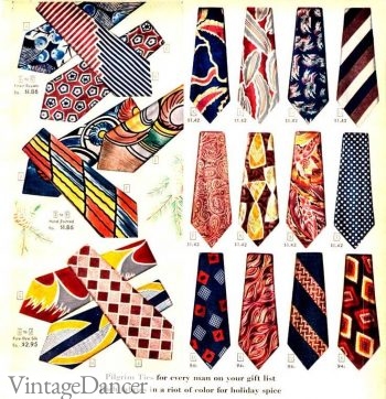1949 bold prints, geometric designs men's neckties
