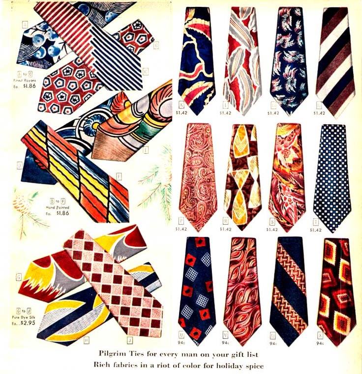 Men S Ties History Of The 1920s To 1970s   1940s Mens Ties Color 1 