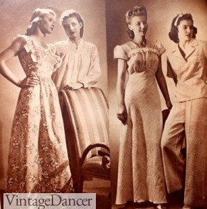1940s Sleepwear, nightgowns, pajamas