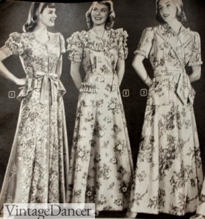 1940s Lightweight Robes with ruffle trim and floral pritns