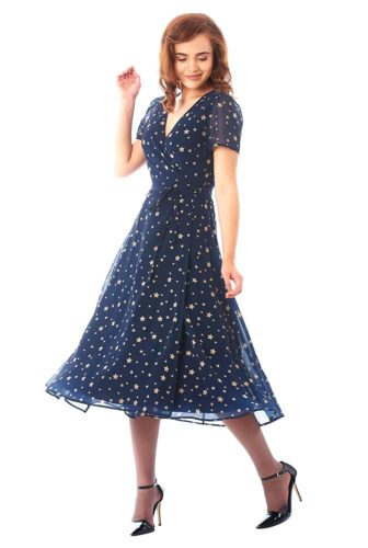 1940s party dress Star print dancing dress