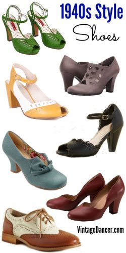 1940s shoes, 1940s style shoes, forties shoes, vintage inspired shoes at VintageDancer.com