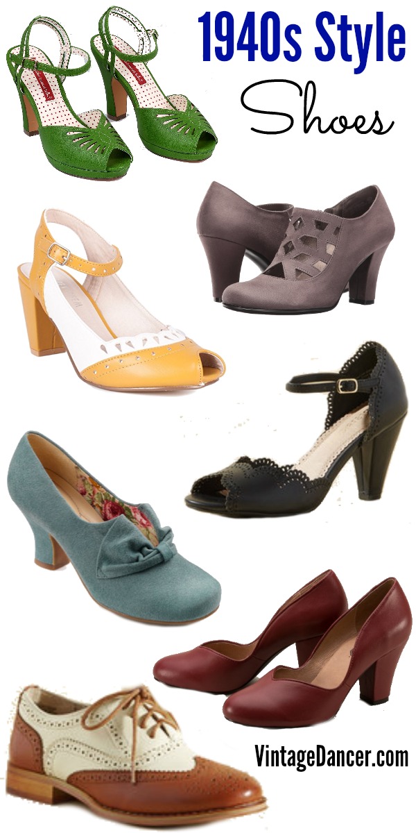 1940s Shoes, 40s Shoes: Heels, Oxfords, Boots, Flats