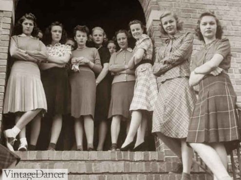 1940s teen, many wearing plaid skirts