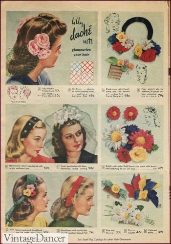 1940s teen hair bows flowers advertisement at VintageDancer
