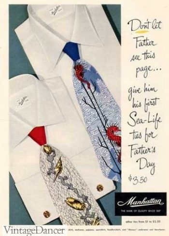 1940s men's "sealife" neckties